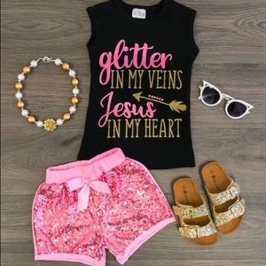 Glitter and Jesus short set